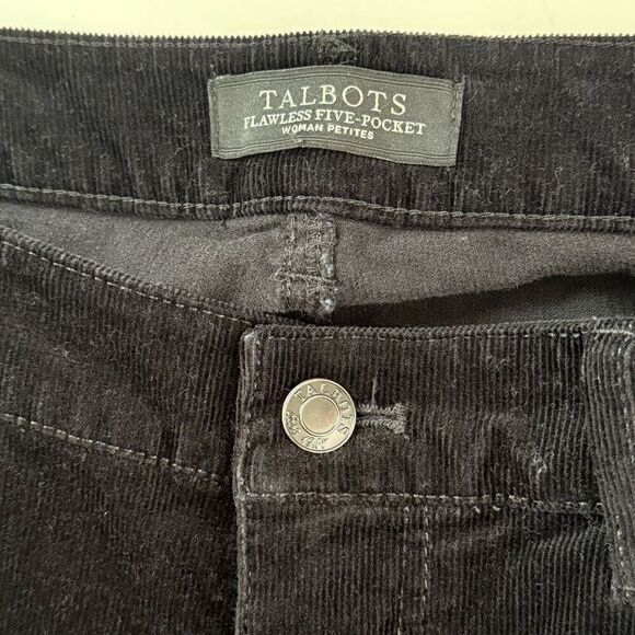 Talbots Flawless Five Pocket Black Corduroy Straight Leg Pants - Women’s US 12P - Picture 7 of 10